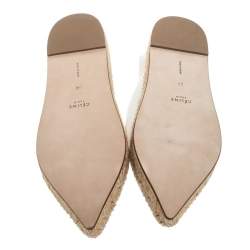 Celine White Leather Pointed Toe Slip On Espadrilles Loafer Flats Size 39