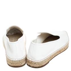 Celine White Leather Pointed Toe Slip On Espadrilles Loafer Flats Size 39