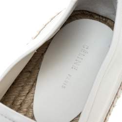 Celine White Leather Pointed Toe Slip On Espadrilles Loafer Flats Size 39