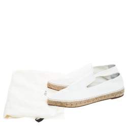 Celine White Leather Pointed Toe Slip On Espadrilles Loafer Flats Size 39