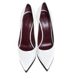 مملوكة مسبقًا Celine White Leather Demi Pointed Toe Wedges Pumps Size 38.5