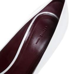 مملوكة مسبقًا Celine White Leather Demi Pointed Toe Wedges Pumps Size 38.5