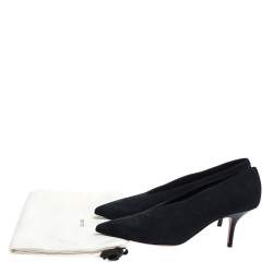 Pre Owned Celine Black Nubuck Leather V-Neck Pointed Toe Pumps Size 38