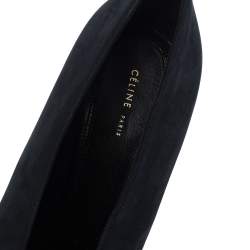 Pre Owned Celine Black Nubuck Leather V-Neck Pointed Toe Pumps Size 38