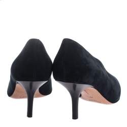 Pre Owned Celine Black Nubuck Leather V-Neck Pointed Toe Pumps Size 38