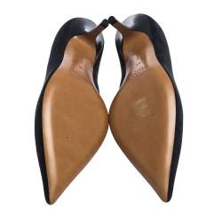 Pre Owned Celine Black Nubuck Leather V-Neck Pointed Toe Pumps Size 38