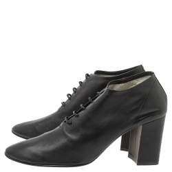 Pre Owned Celine Black Leather Lace Up Ankle Booties Size 39