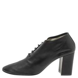 Pre Owned Celine Black Leather Lace Up Ankle Booties Size 39