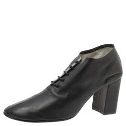 Pre Owned Celine Black Leather Lace Up Ankle Booties Size 39
