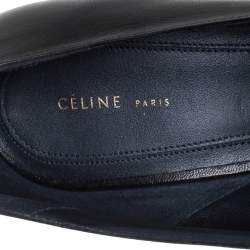 Pre Owned Celine Black Leather D'orsay Block Heel Pumps Size 39