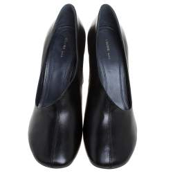Pre Owned Celine Black Leather D'orsay Block Heel Pumps Size 39