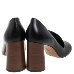 Pre Owned Celine Black Leather D'orsay Block Heel Pumps Size 39
