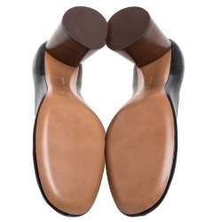 Pre Owned Celine Black Leather D'orsay Block Heel Pumps Size 39