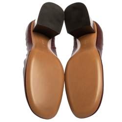 Pre Owned Celine Burgundy Leather Scrunch Block Heel Pumps Size 39
