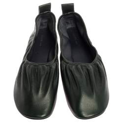 Pre Owned Celine Green Leather Scrunch Ballet Flats Size 39