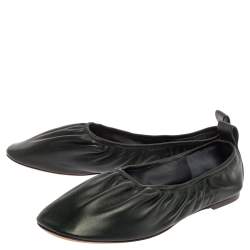 Pre Owned Celine Green Leather Scrunch Ballet Flats Size 39