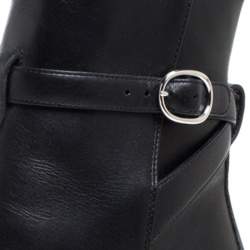 Pre Owned Celine Black Leather Block Heel Ankle Boots Size 37