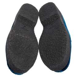 Pre Owned Celine Blue Velvet Sleek Platform Loafers Size 38