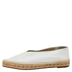 Pre Owned حذاء إسبادريل سيلين بابوش جلد أبيض مقدمة مدببة مقاس 38