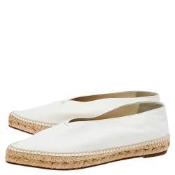 Pre Owned حذاء إسبادريل سيلين بابوش جلد أبيض مقدمة مدببة مقاس 38