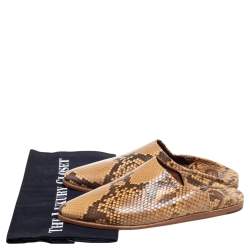Pre Owned  Celine Mustard/Brown Python Embossed Leather Jacno Babouche Flat Mules Size 38