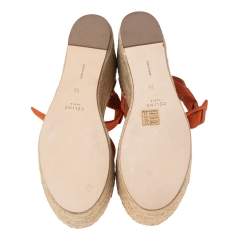 Pre Owned Celine Orange Suede Crisscross Espadrille Wedge Sandals Size 39