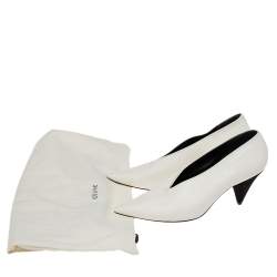 Pre Owned حذاء كعب عالي سيلين مقدمة مدببة رقبة في جلد بيج فاتح مقاس 38