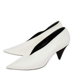 Pre Owned حذاء كعب عالي سيلين مقدمة مدببة رقبة في جلد بيج فاتح مقاس 38