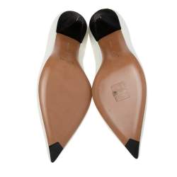 Pre Owned حذاء كعب عالي سيلين مقدمة مدببة رقبة في جلد بيج فاتح مقاس 38