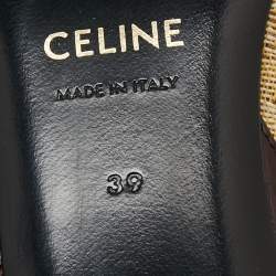 Pre Owned Celine Beige/Brown Knit Fabric Slingback Sandals Size 39