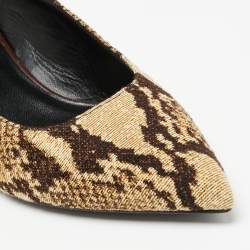 Pre Owned Celine Beige/Brown Knit Fabric Slingback Sandals Size 39