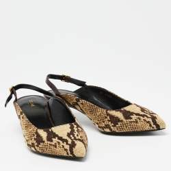 Pre Owned Celine Beige/Brown Knit Fabric Slingback Sandals Size 39