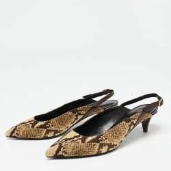 Pre Owned Celine Beige/Brown Knit Fabric Slingback Sandals Size 39