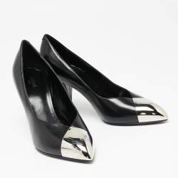 Pre Owned حذاء كعب عالي سيلين جلد أسود مقدمة مدببة مقاس 37