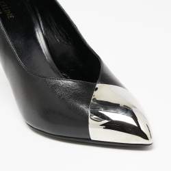 Pre Owned حذاء كعب عالي سيلين جلد أسود مقدمة مدببة مقاس 37