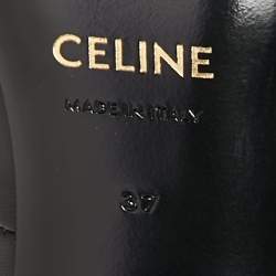 Pre Owned حذاء كعب عالي سيلين جلد أسود مقدمة مدببة مقاس 37