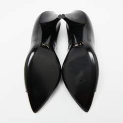 Pre Owned حذاء كعب عالي سيلين جلد أسود مقدمة مدببة مقاس 37