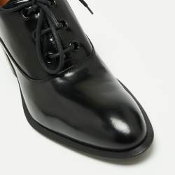 Pre Owned Celine Black Glossy Leather Lace Up Heel Derby Size 41