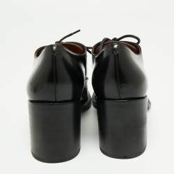 Pre Owned Celine Black Glossy Leather Lace Up Heel Derby Size 41