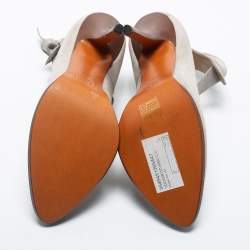 Pre Owned Celine Grey Suede Tie Around Ankle Strap Pumps Size 37.5