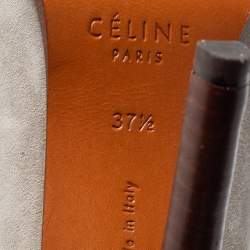 Pre Owned Celine Grey Suede Tie Around Ankle Strap Pumps Size 37.5