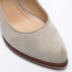 Pre Owned Celine Grey Suede Tie Around Ankle Strap Pumps Size 37.5