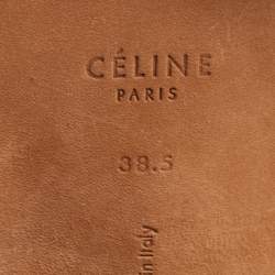 Celine Black Leather and Suede Block Heel Slide Sandals Size 38.5 