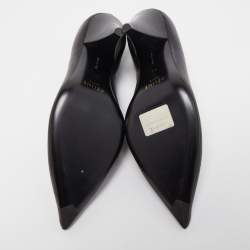Pre Owned Celine Black Leather V Neck Pointed Toe Pumps Size 36