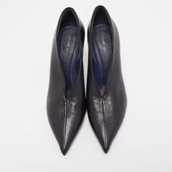 Pre Owned Celine Black Leather V Neck Pointed Toe Pumps Size 36