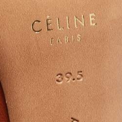 Pre Owned Celine Brown Leather V  Neck Pointed Toe Pumps Size 39.5