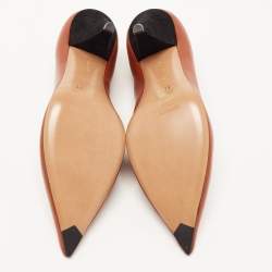 Pre Owned Celine Brown Leather V  Neck Pointed Toe Pumps Size 39.5
