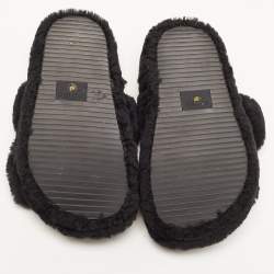 Celine Black Fur Slides Size 37