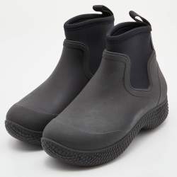 Pre Owned Celine Black Rubber and Neoprene Outdoor Ankle Boots Size 37