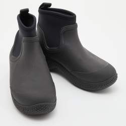Pre Owned Celine Black Rubber and Neoprene Outdoor Ankle Boots Size 37